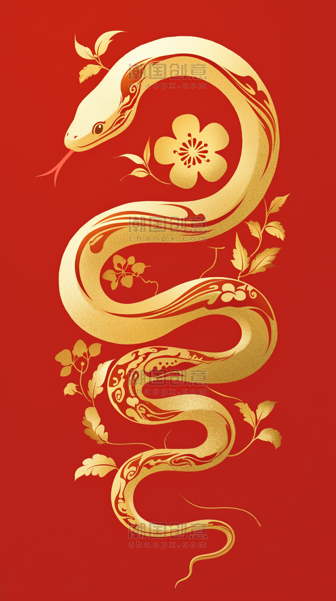 创意红色新年红金蛇年红金蛇烫金剪纸设计