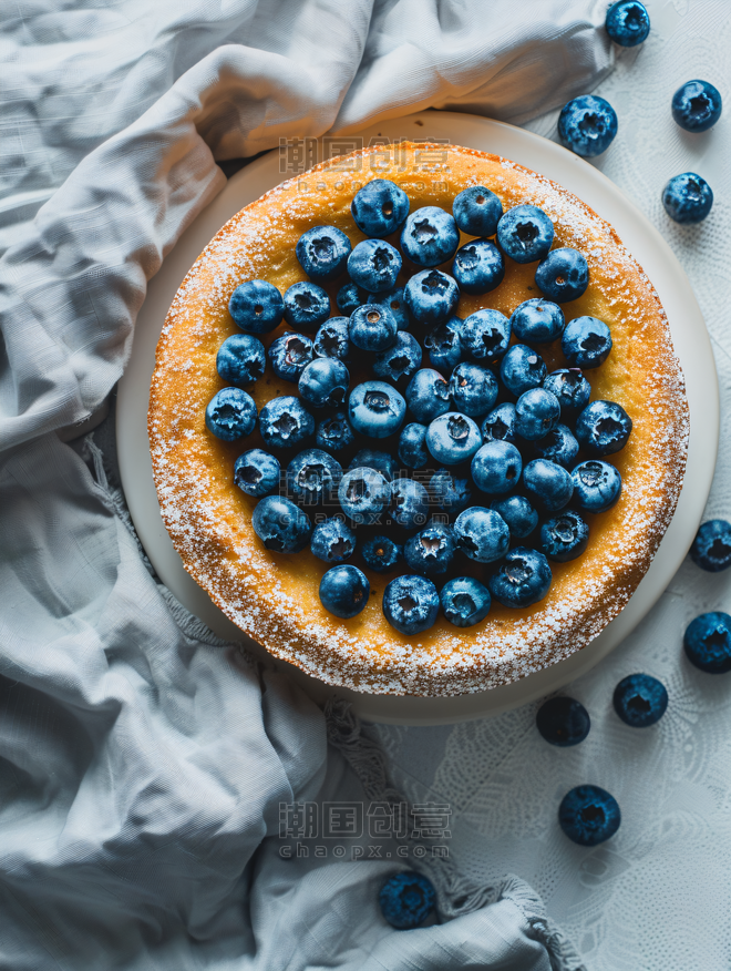 创意烤蓝莓圆形蛋糕餐饮美食甜点甜食西点