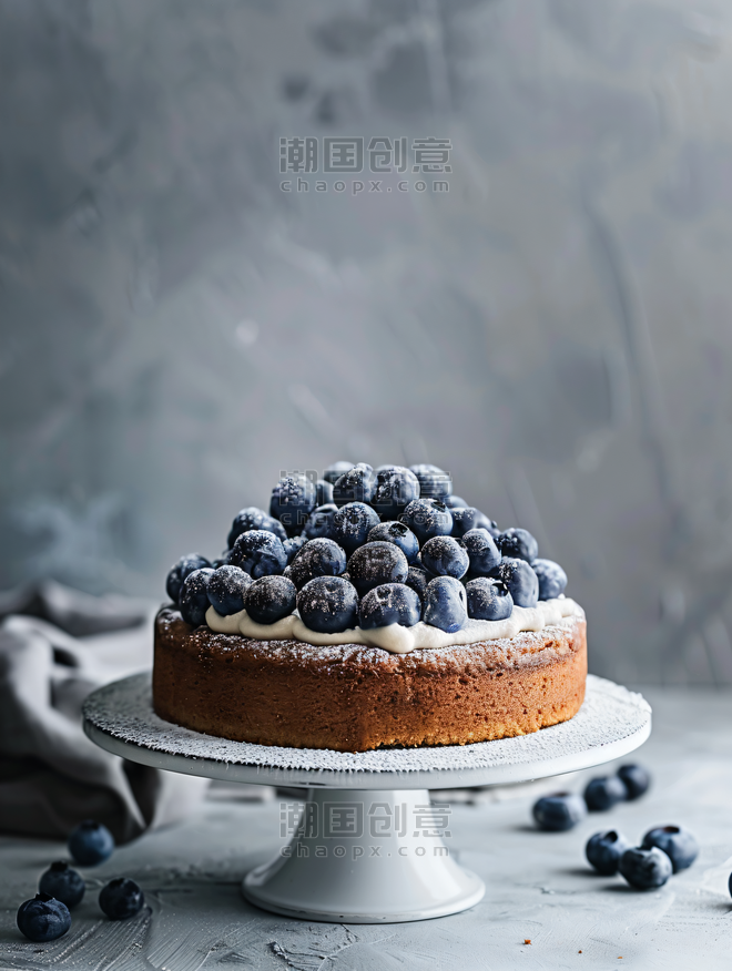 创意烤蓝莓圆形蛋糕餐饮美食甜点甜食西点