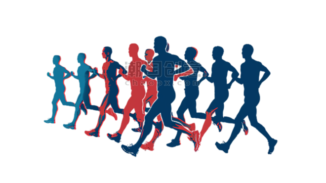 创意田径运动短跑长跑运动员彩色剪影元素体育竞技