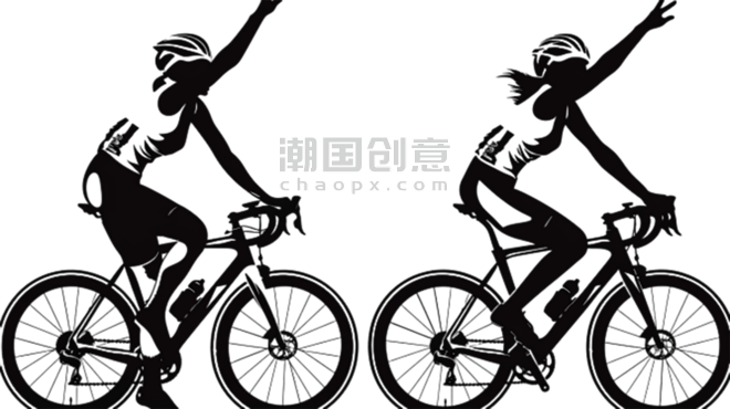 创意国际赛事自行车骑行运动员黑色剪影元素体育竞技
