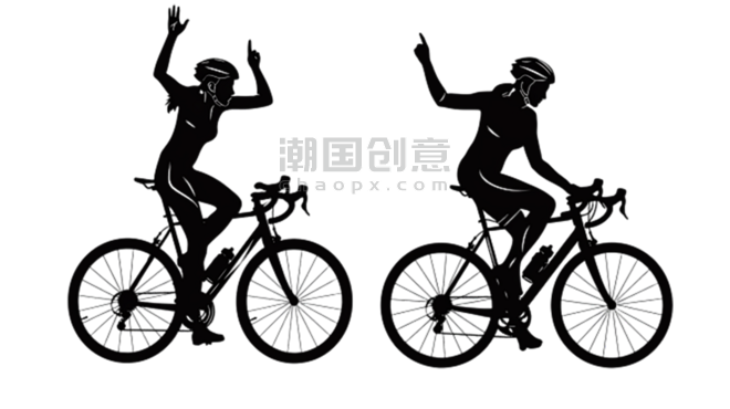 创意自行车运动骑行运动员体育赛事剪影元素体育竞技