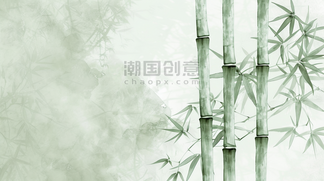 创意简约中式绘画风格国画竹子竹叶的背景