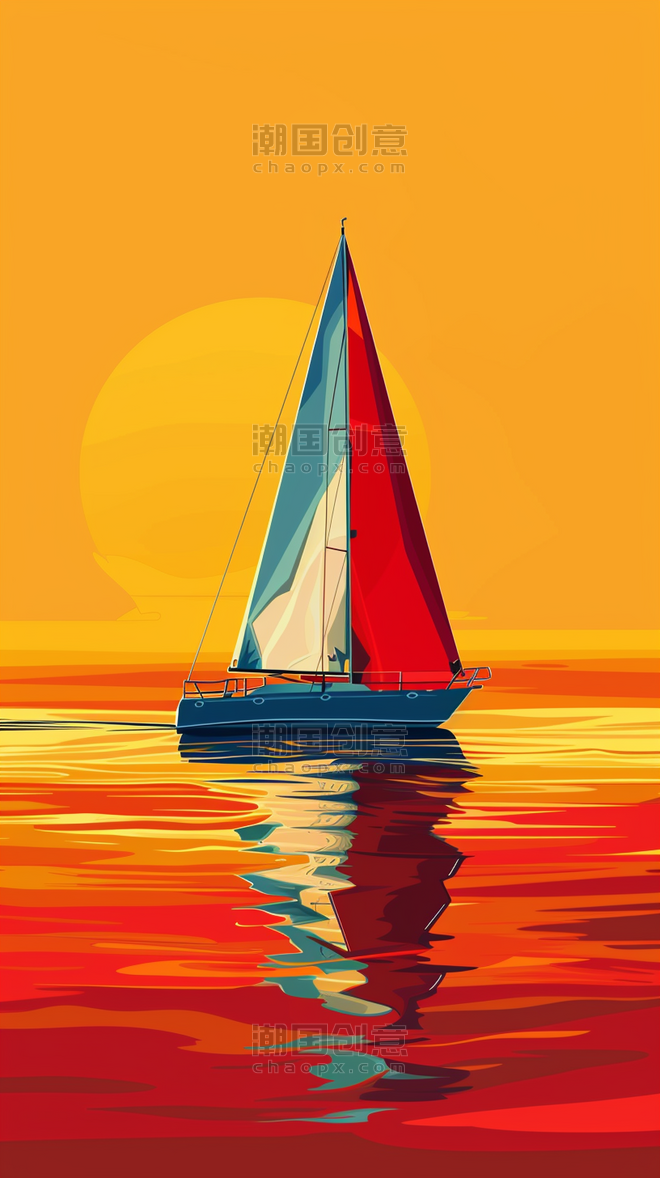 创意竞技运动帆船比赛帆船运动帆船黄色背景