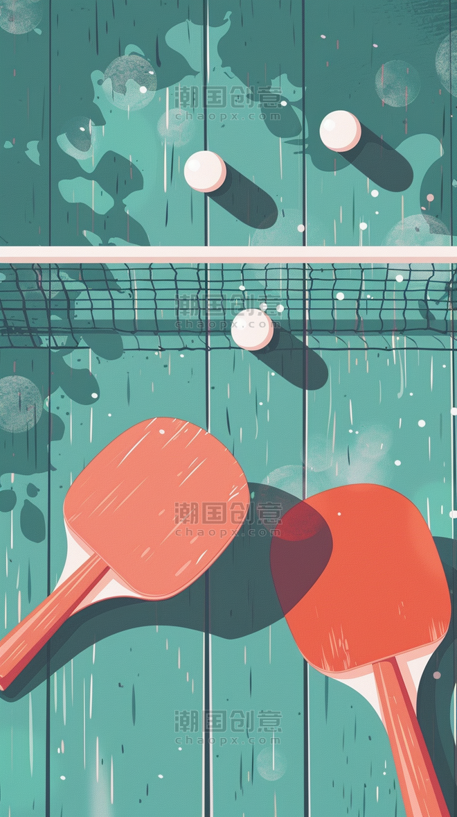 创意奥运会乒乓球运动乒乓球比赛球拍球网背景