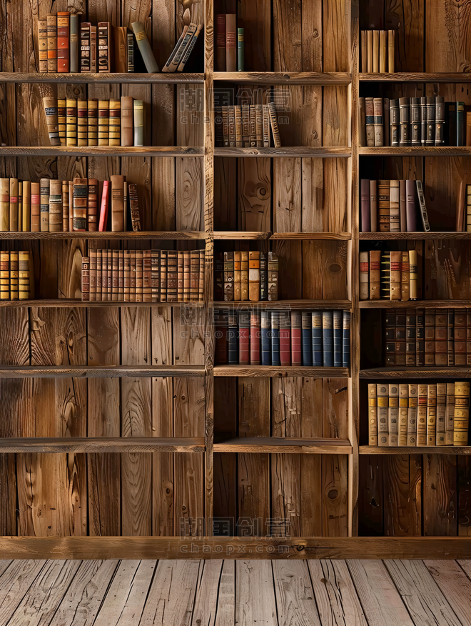 创意墙壁木质背景古典图书馆书籍或图书馆