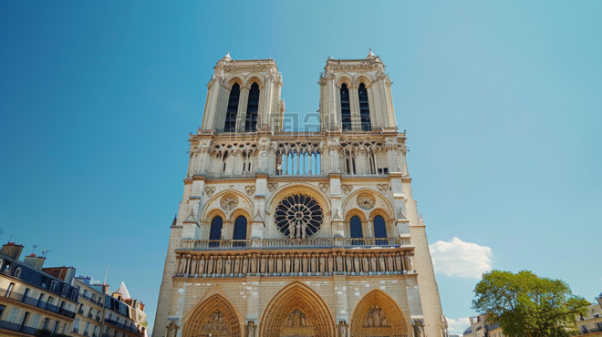 创意自然风景旅游景点巴黎圣母院高清图片