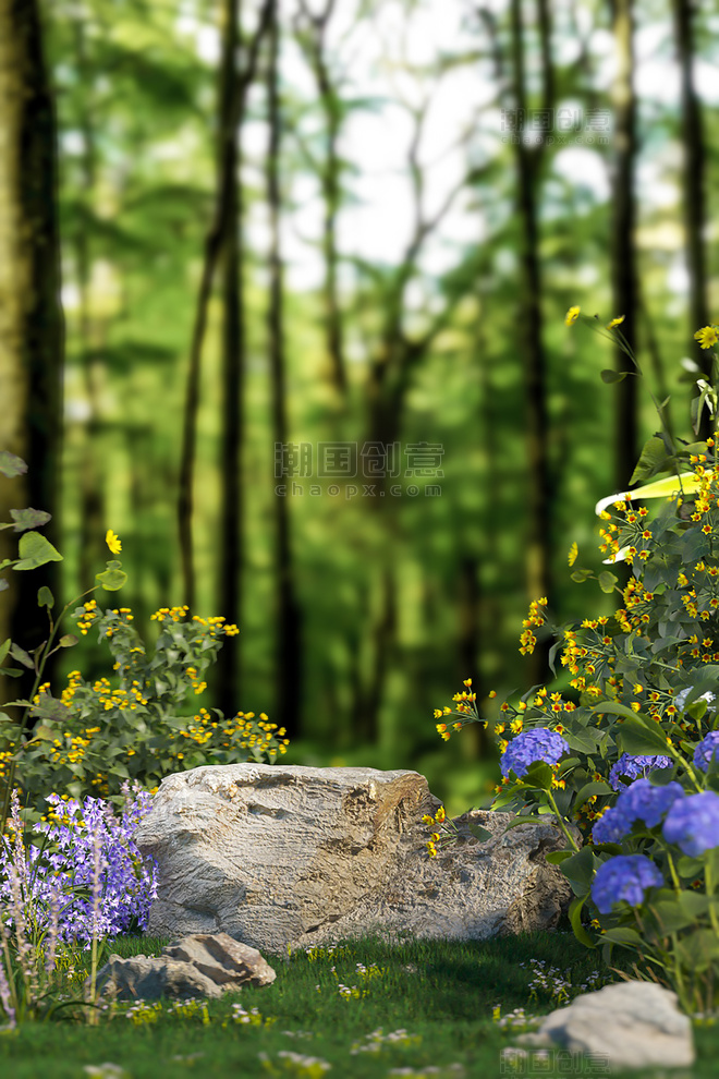 立体夏季植物绿色3D背景