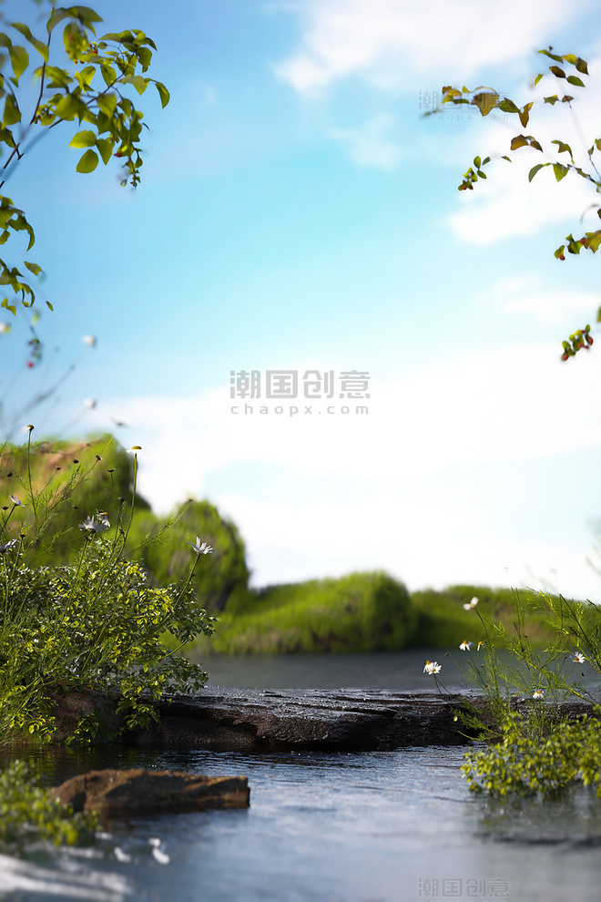 绿色3D夏季夏天植物场景