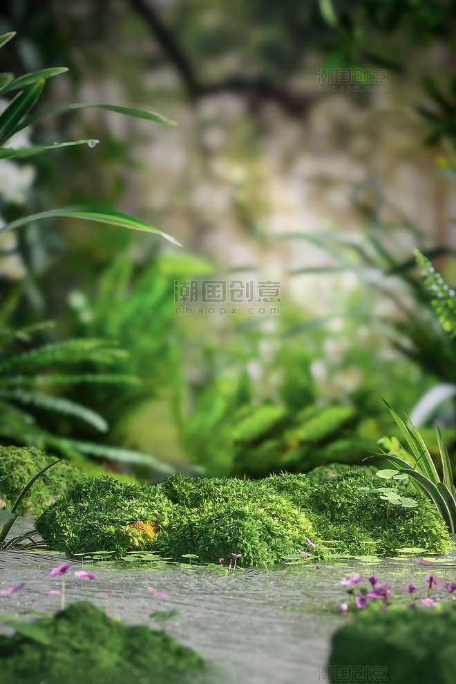 绿色3D立体夏季夏天植物背景