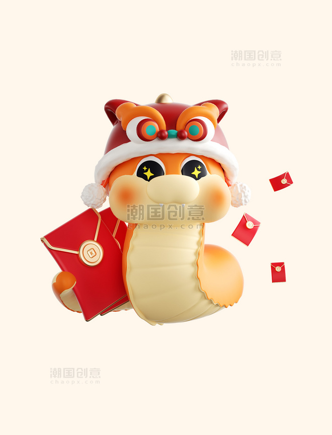 3d新年春节红包蛇PNG素材